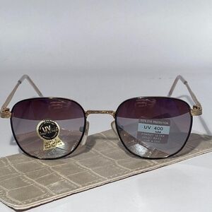 Black and Silver Metal Sunglasses Rounded Square UV400 NWT
